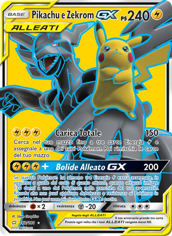 Carte Pokémon Pikachu et Zekrom GX #162 — Duo de Choc