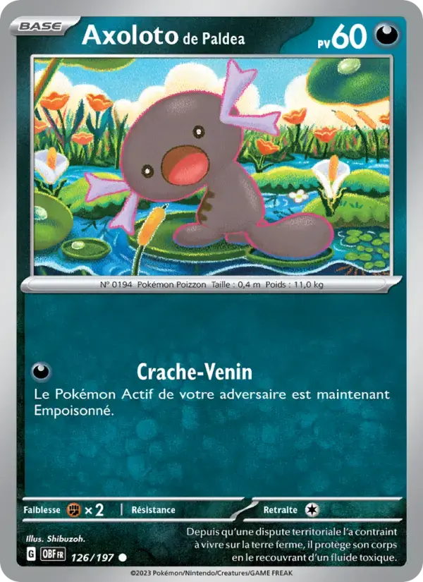Carte Pokémon Axoloto de Paldea #126 — Flammes Obsidiennes