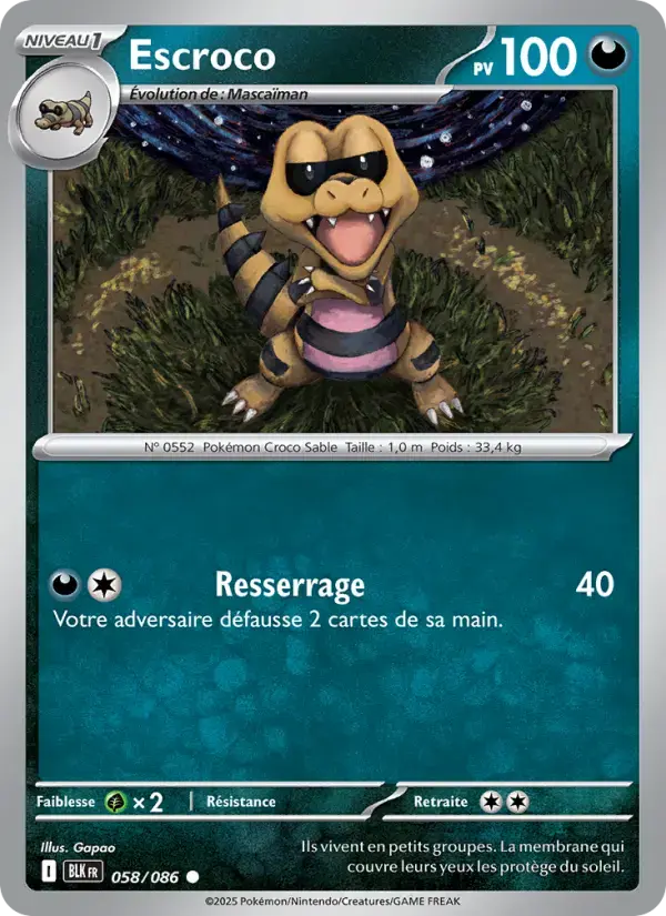 Carte Pokémon Escroco #058 — Foudre Noire