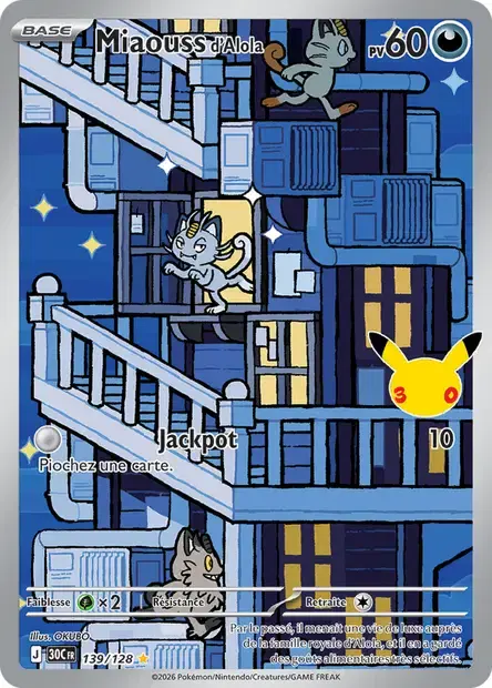 Carte Pokémon Miaouss d'Alola #139 — 30ᵉ Anniversaire