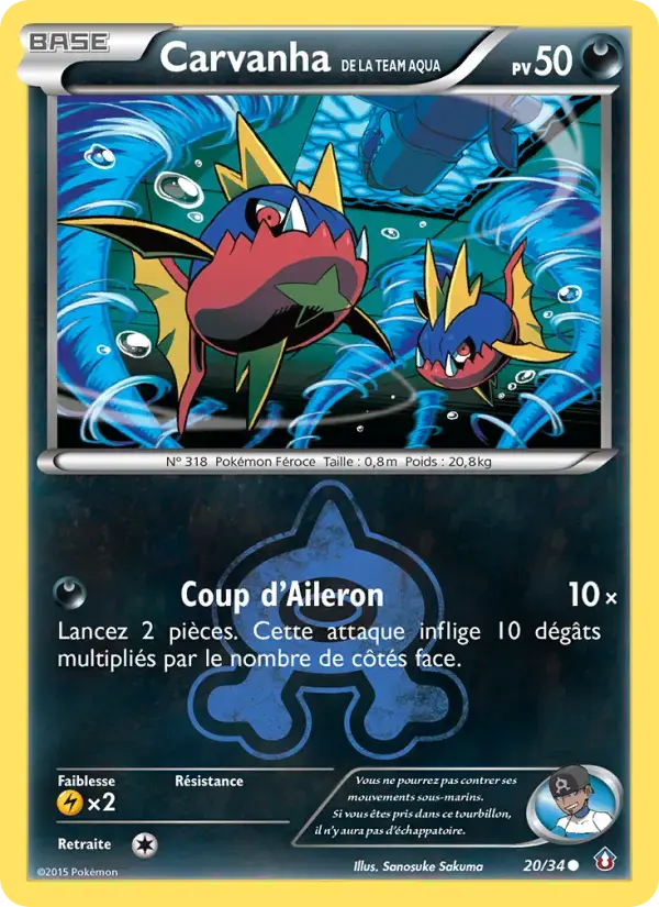 Carte Pokémon Carvanha de la Team Aqua #20 — Double Danger