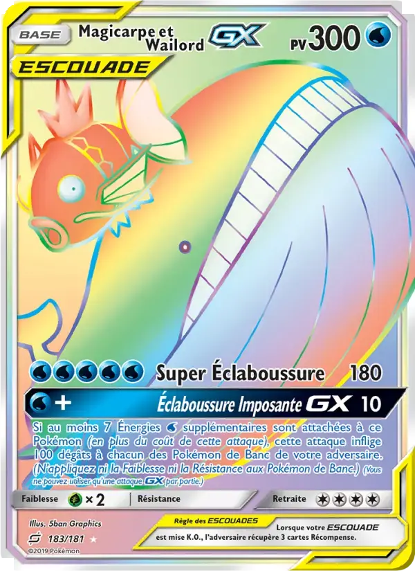 Carte Pokémon Magicarpe et Wailord GX #183 — Duo de Choc