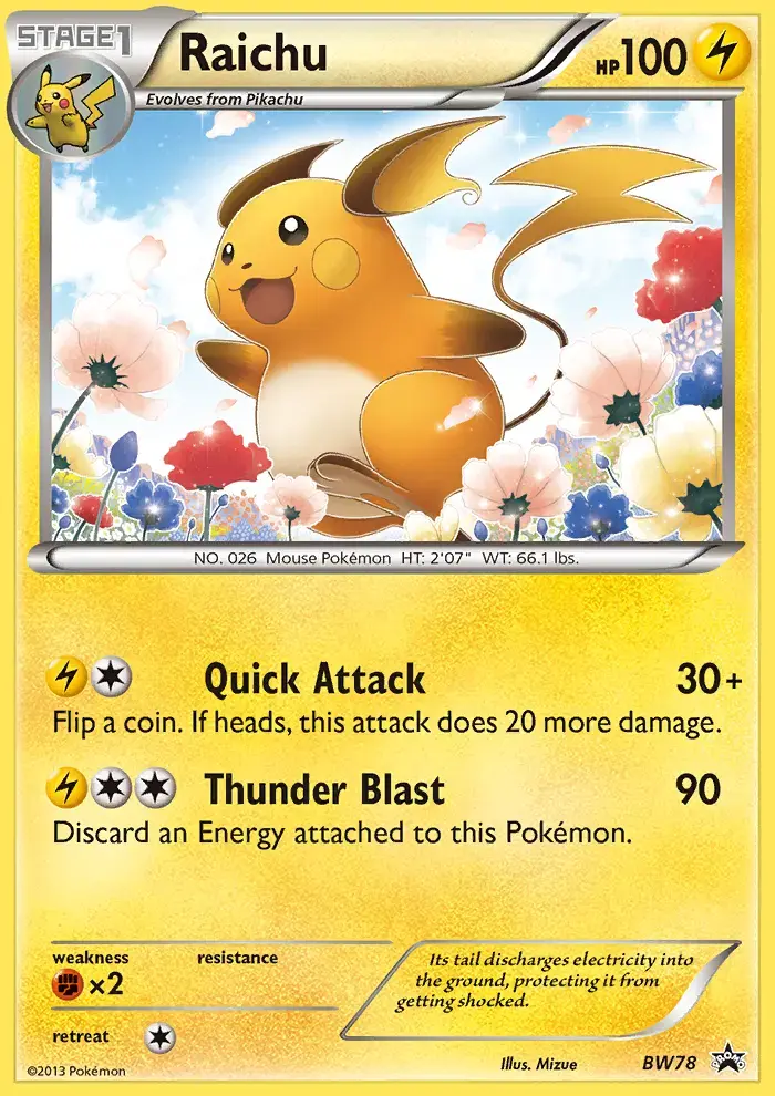 Carte Pokémon Raichu #BW78 — Promos Noir et Blanc