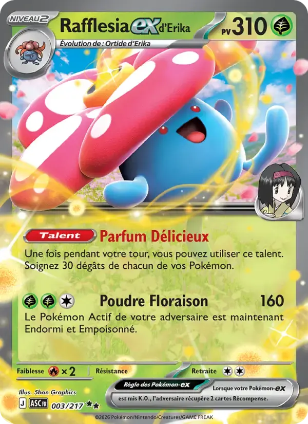 Carte Pokémon Rafflesia-ex d'Erika #003 — Héros Transcendants