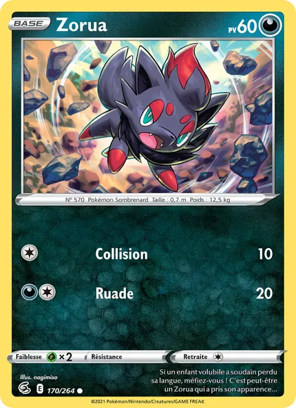 Carte Pokémon Zorua #170 — Poing de Fusion