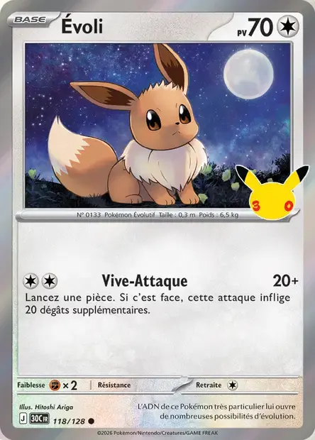 Carte Pokémon Évoli #118 — 30ᵉ Anniversaire