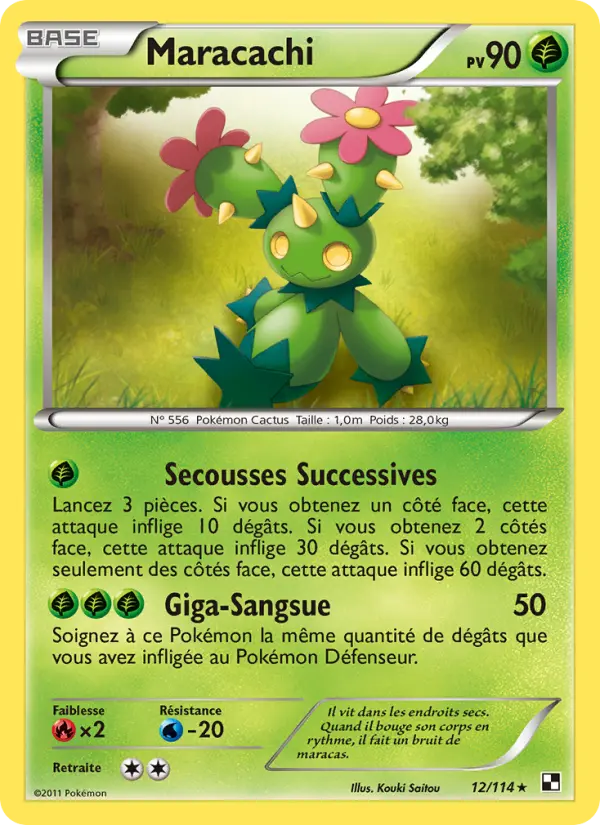 Carte Pokémon Maracachi #12 — Noir et Blanc