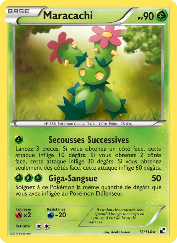 Carte Pokémon Maracachi #12 — Noir et Blanc