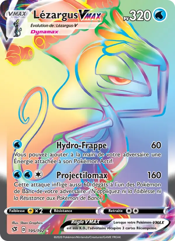 Carte Pokémon Lézargus VMAX #195 — Clash des Rebelles