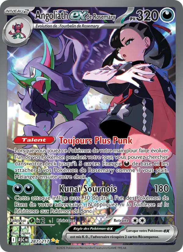 Carte Pokémon Angoliath-ex de Rosemary #287 — Héros Transcendants