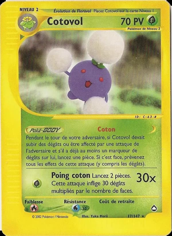 Carte Pokémon Cotovol #17 — Aquapolis