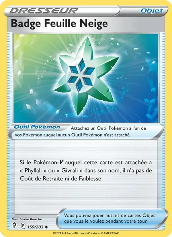 Carte Pokémon Badge Feuille Neige #159 — Évolution Céleste