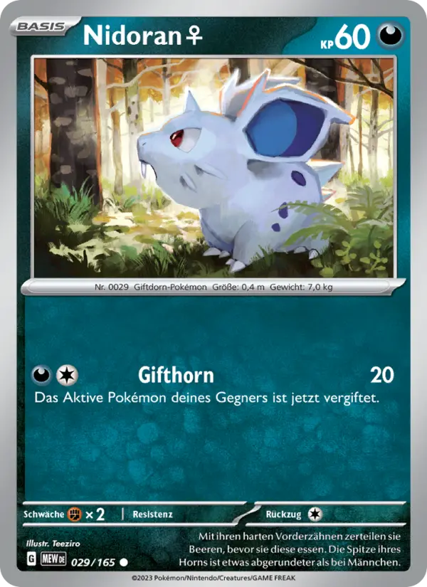 Carte Pokémon Nidoran♀ #029 — Pokémon 151