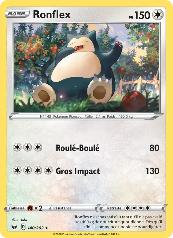 Carte Pokémon Ronflex #140 — Épée et Bouclier
