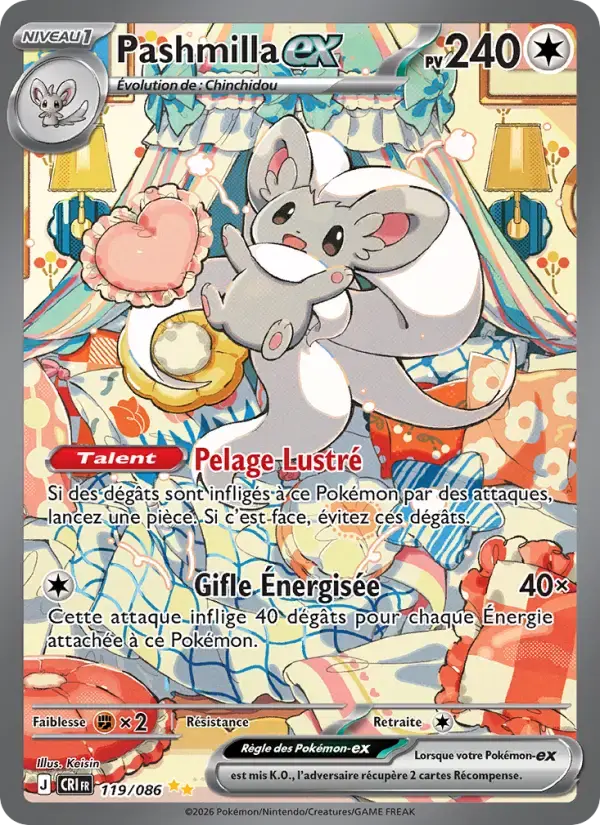 Carte Pokémon Pashmilla-ex #119 — Chaos Ascendant