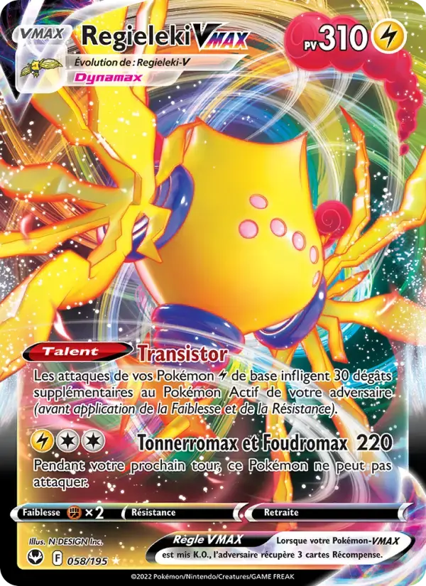 Carte Pokémon Regieleki VMAX #058 — Tempête Argentée
