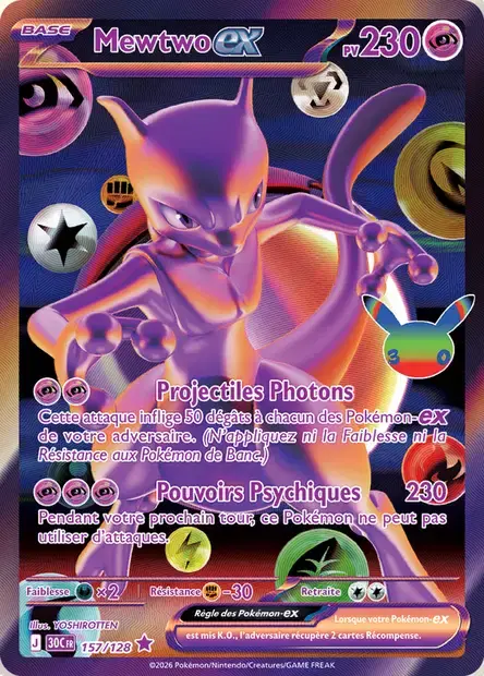 Carte Pokémon Mewtwo-ex #157 — 30ᵉ Anniversaire