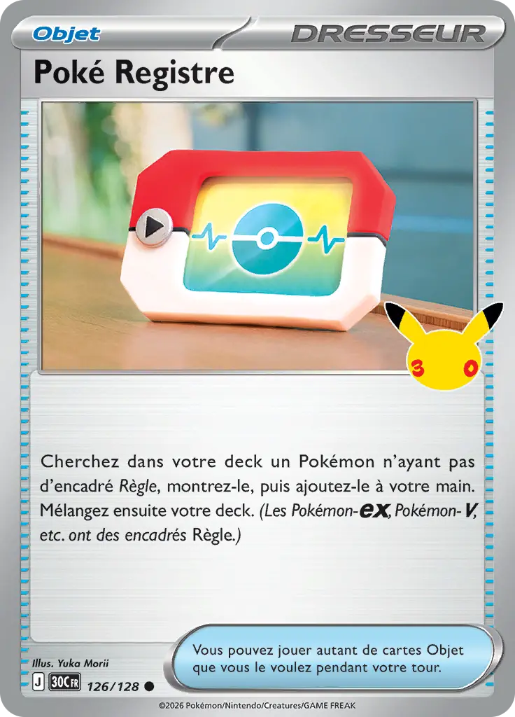 Carte Pokémon Poké Registre #126 — 30ᵉ Anniversaire