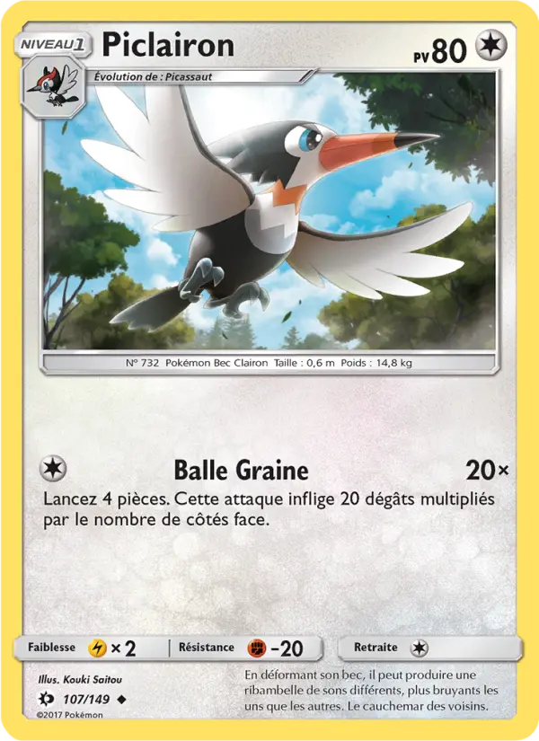Carte Pokémon Piclairon #107 — Soleil et Lune