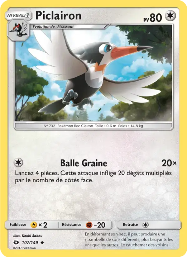 Carte Pokémon Piclairon #107 — Soleil et Lune