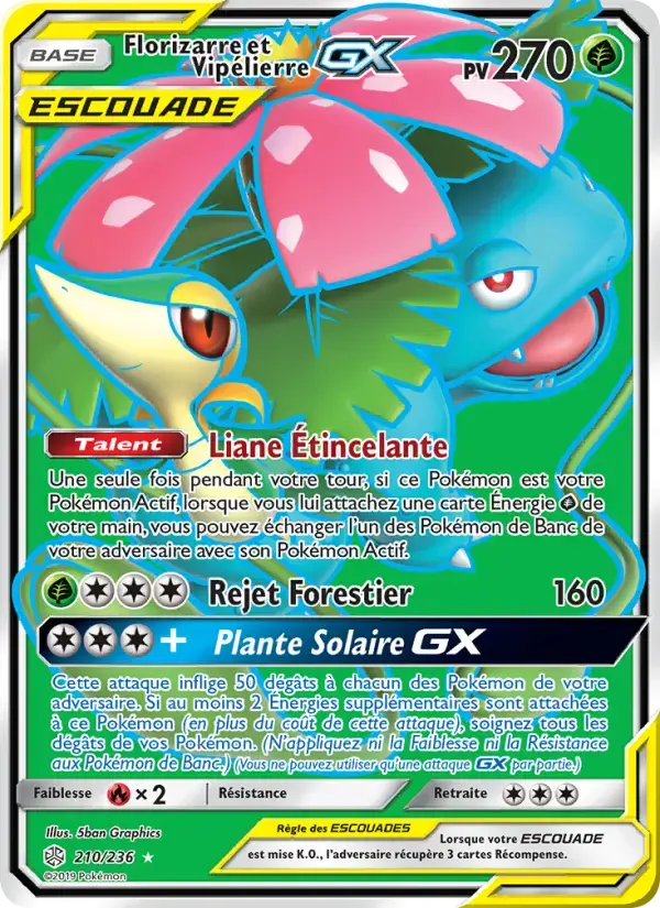 Carte Pokémon Florizarre et Vipélierre GX #210 — Éclipse Cosmique