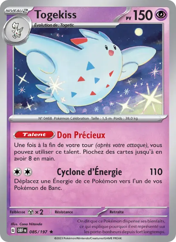 Carte Pokémon Togekiss #085 — Flammes Obsidiennes