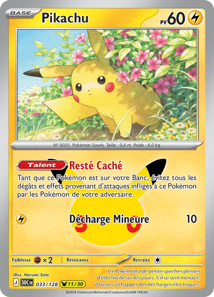 Carte Pokémon Pikachu #033 — 30ᵉ Anniversaire