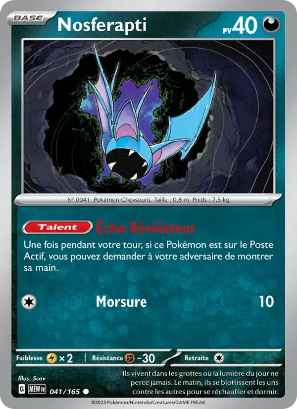 Carte Pokémon Nosferapti #041 — Pokémon 151