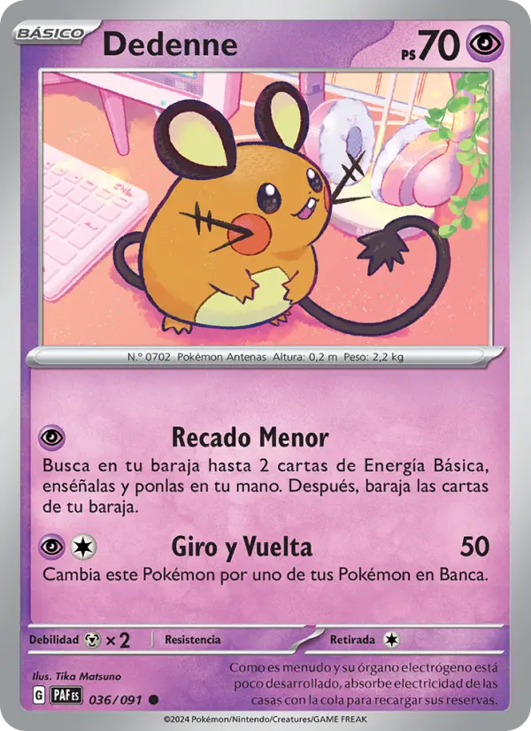 Carte Pokémon Dedenne #036 — Destinées de Paldea