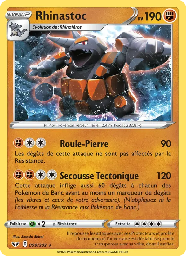 Carte Pokémon Rhinastoc #99 — Épée et Bouclier