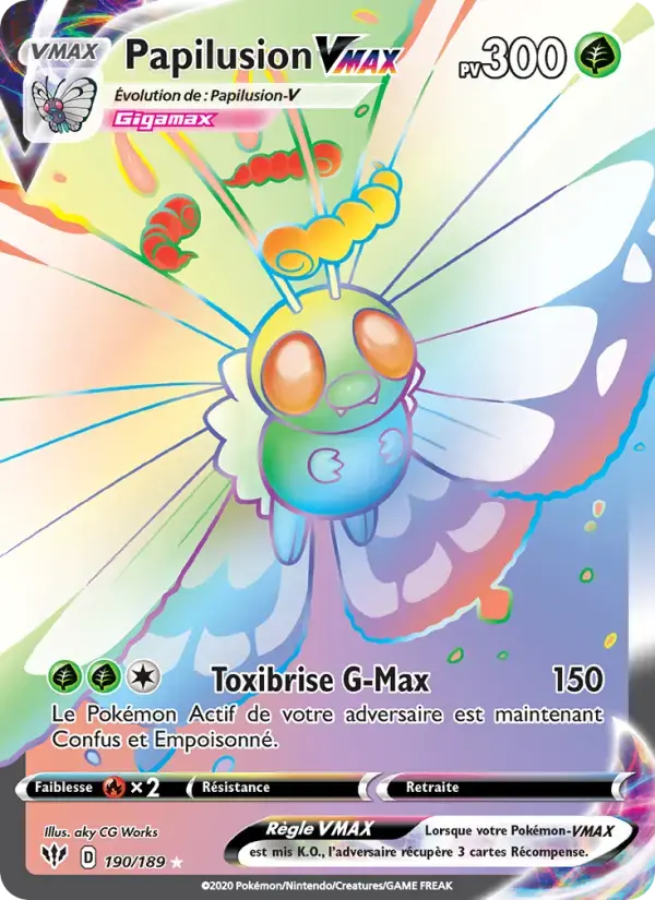 Carte Pokémon Papilusion VMAX #190 — Ténèbres Embrasées