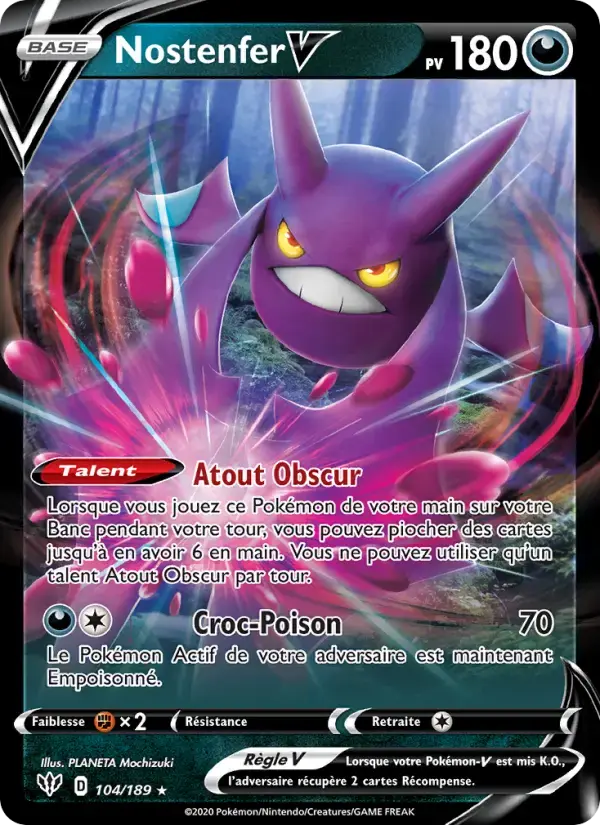 Carte Pokémon Nostenfer V #104 — Ténèbres Embrasées