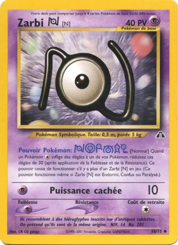 Carte Pokémon Zarbi N #50 — Neo Discovery