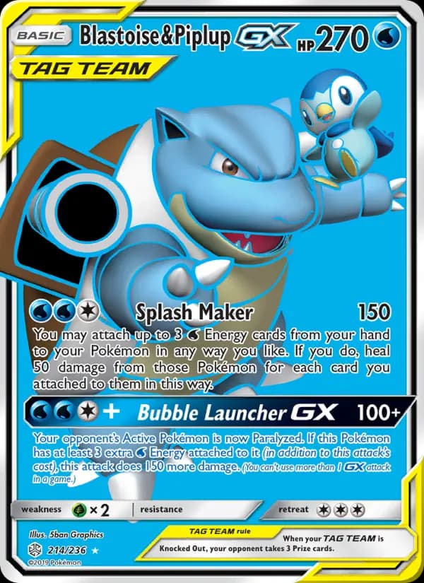 Blastoise & Piplup GX #214 — Cosmic Eclipse
