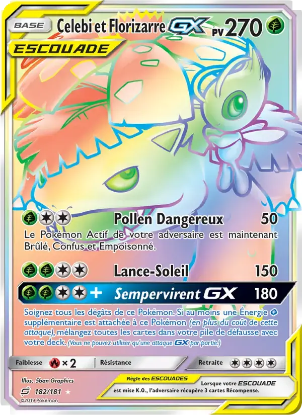 Carte Pokémon Celebi et Florizarre GX #182 — Duo de Choc