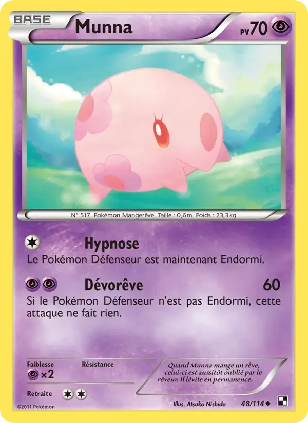 Carte Pokémon Munna #48 — Noir et Blanc