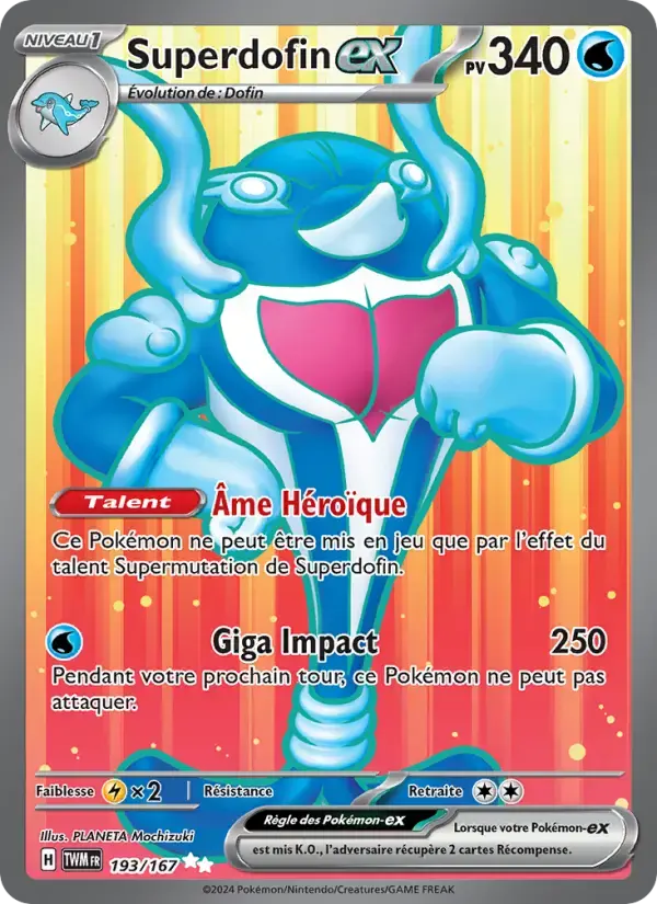 Carte Pokémon Superdofin-ex #193 — Mascarade Crépusculaire