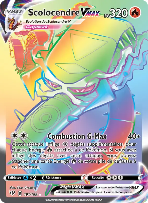 Carte Pokémon Scolocendre VMAX #191 — Ténèbres Embrasées