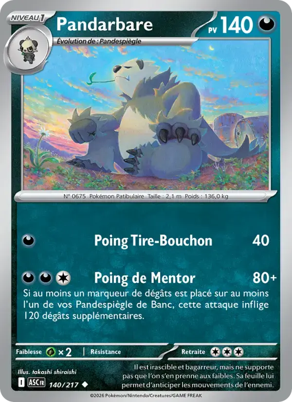 Carte Pokémon Pandarbare #140 — Héros Transcendants