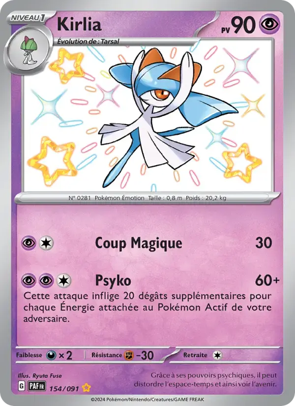 Carte Pokémon Kirlia #154 — Destinées de Paldea