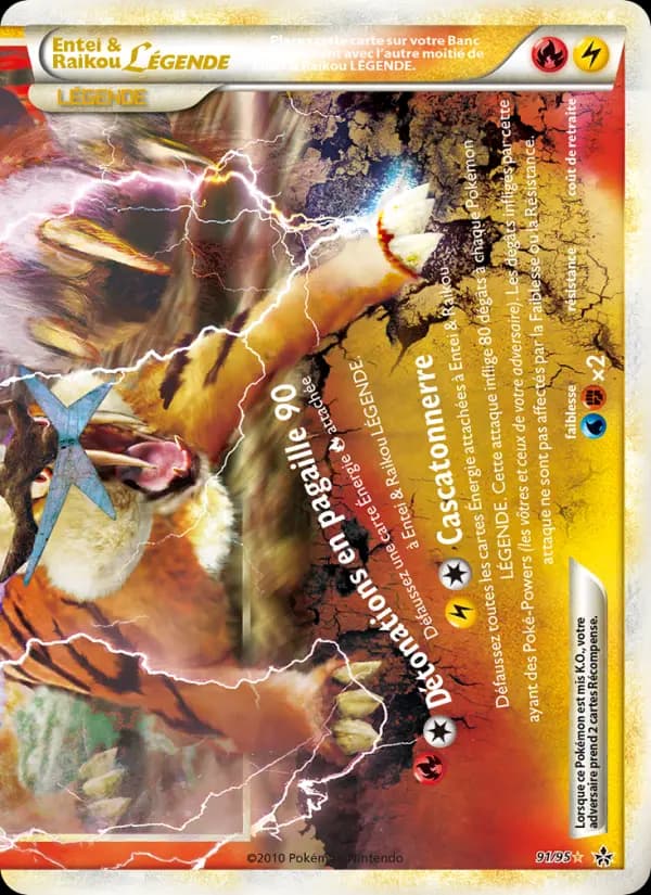 Carte Pokémon Entei & Raikou LÉGENDE (bas) #91 — Déchaînement