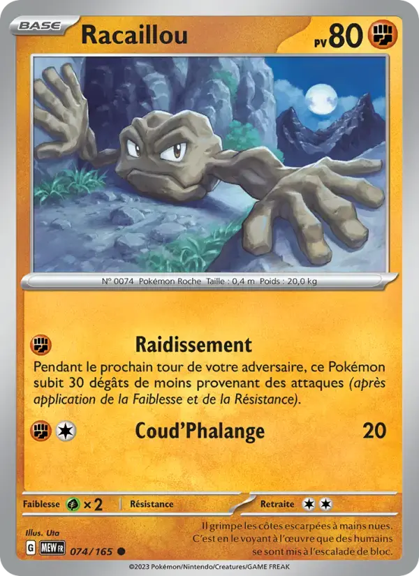 Carte Pokémon Racaillou #074 — Pokémon 151