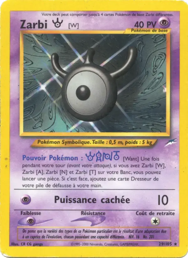 Carte Pokémon Zarbi W #29 — Neo Destiny