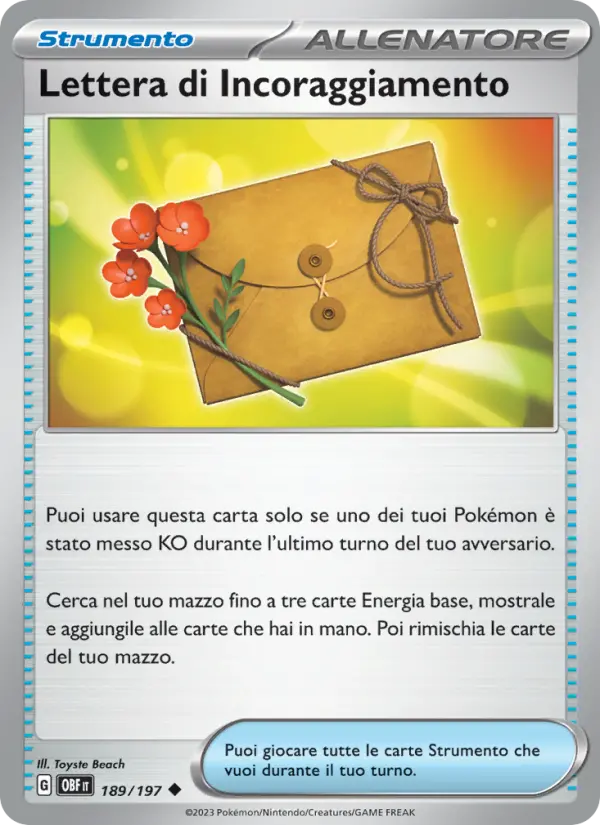 Carte Pokémon Lettre d'Encouragement #189 — Flammes Obsidiennes