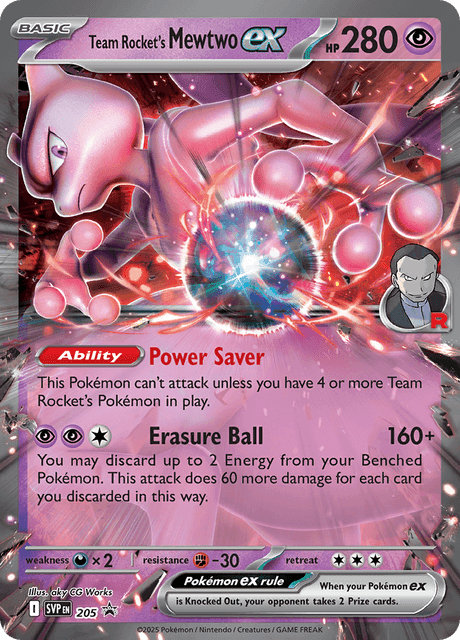 Carte Pokémon Mewtwo-ex de la Team Rocket #205 — Promos Écarlate et Violet
