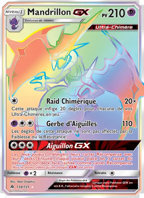 Carte Pokémon Mandrillon GX #134 — Lumière Interdite