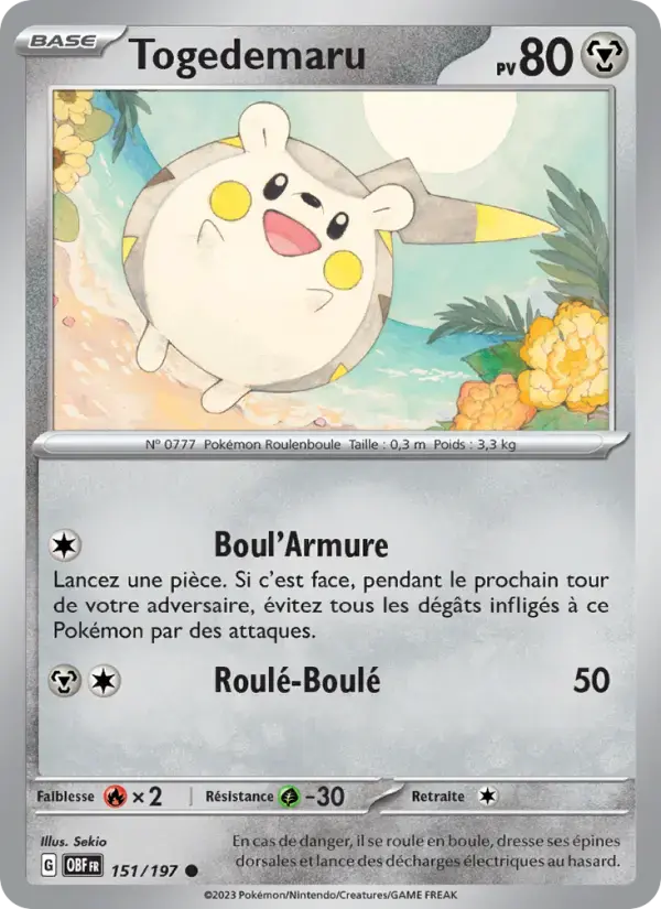 Carte Pokémon Togedemaru #151 — Flammes Obsidiennes