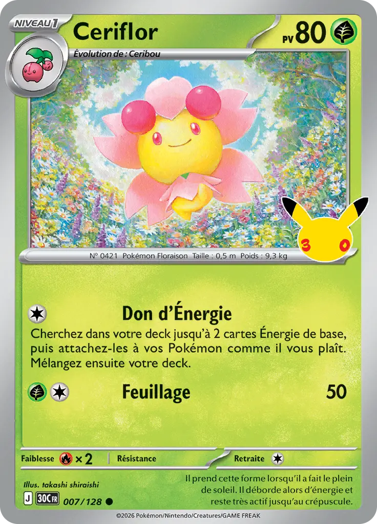 Carte Pokémon Ceriflor #007 — 30ᵉ Anniversaire
