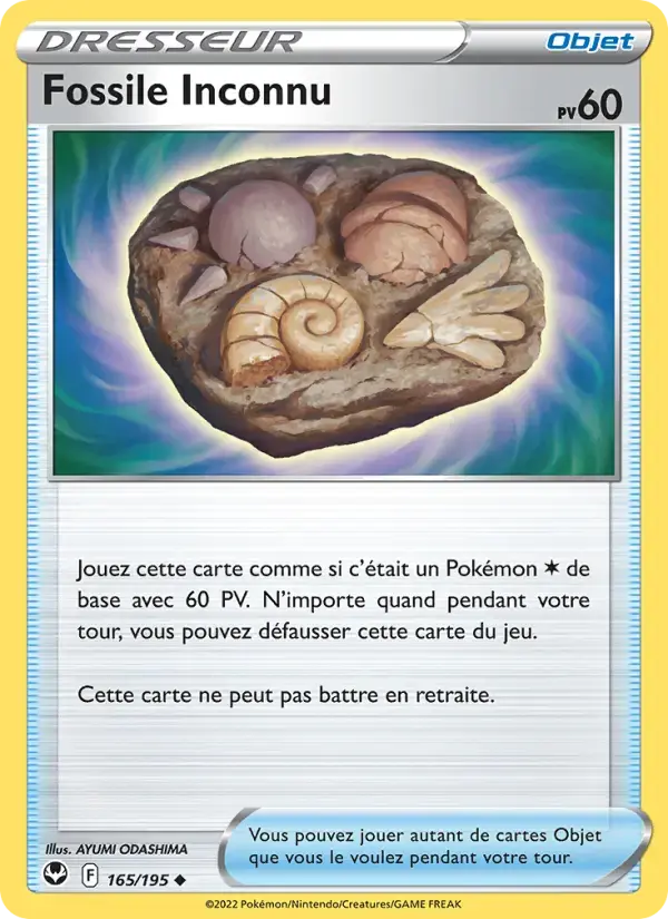 Carte Pokémon Fossile Inconnu #165 — Tempête Argentée