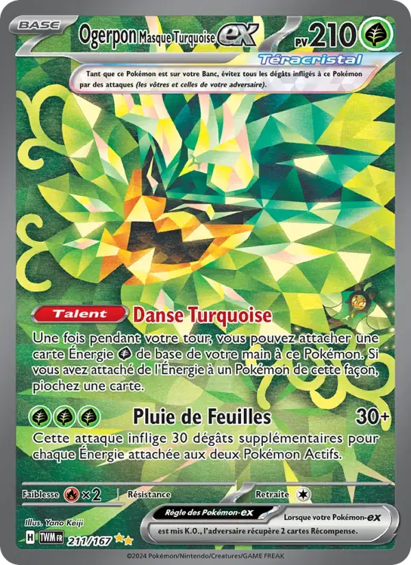 Carte Pokémon Ogerpon Masque Turquoise-ex #211 — Mascarade Crépusculaire